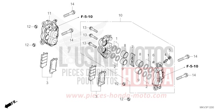 FRONT BRAKE CALIPER for Forza 750 CANDY CHROMOSPHERE RED (R381) from 2021